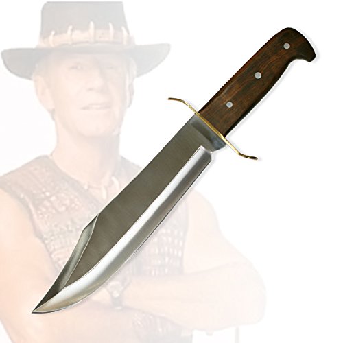 Jagdmesser Outdoormesser Bowiemesser im Stil Dundee (794) mit Lederetui und Gürtelhalter von binoa