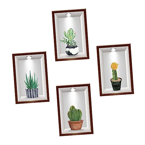 Angoily 1 Blatt Kaktus Wandtattoo Saftiges Wandtattoo Fensteraufkleber Zimmer-vinyl-aufkleber Bauernhaus Wandtattoos Kindergarten Rustikaler Schälstab Blatttapete 3d Glas Hintergrund Pvc von Angoily