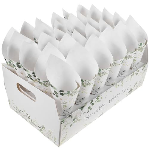 Angoily 1 Satz Konfetti -Kegelbox Wursttüten Hochzeit Partyzubehör Halter Stand Strauß Kegelschale Zapfen Stehen Partykegel Kegelstrauß-Set Konfetti - -Tablett -Kit Papier Weiß von Angoily