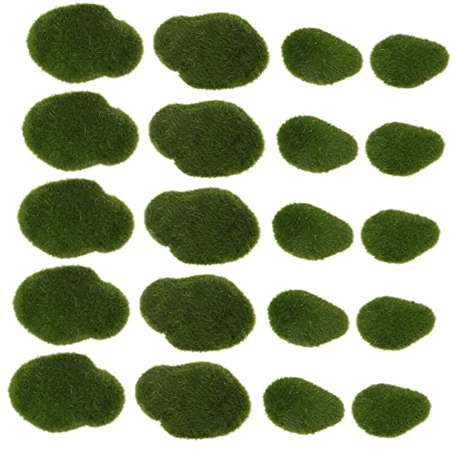 Angoily 20stücke Moos Steine Simulierter Steinmodell Dekor Lebendiger Bonsai Stein Garten Wohnen Ornament Grün von Angoily