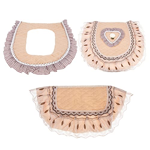 Angoily 1 Satz Toilettensitzkissen aus Spitze Bidet Teppich WC-Spülgriffe Toilettenteile Abs sitzunterlage seat Cushion Toilettenzubehör Toilettendeckel-Tankabdeckung kurzer Plüsch Coffee von Angoily