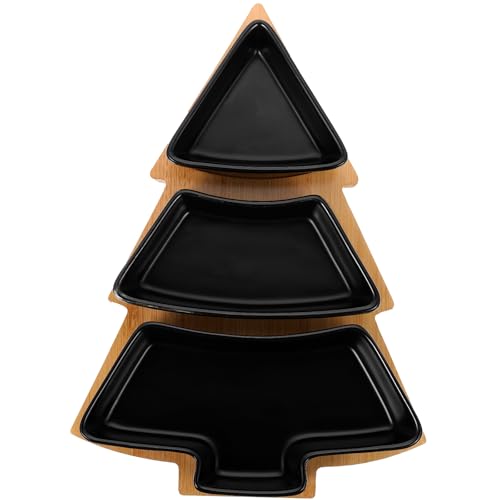 Angoily 1 Satz Weihnachtskeksdosen Christbaum-servierplatten Porzellanfach Servierplatte Weihnachten Schwarz Weihnachtsbaum-snack-tablett Gemüsefach Trockenfrüchte Dessertteller von Angoily