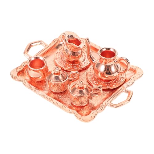 Angoily 1 Set Mini Teeservice Modellbausatz Puppenhaus Winziges Miniatur Teegeschirrmodell Gefälschtes Desktop Teegeschirrmodell DIY Zubehör Tisch Teegeschirrmodell Dekoratives Mini von Angoily