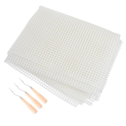 Angoily 1 Set Teppichherstellungsset: Blanko-Teppichnetz-Leinwandblätter zum Knüpfen von Teppichen – leicht zu schneidendes Kunststoff-Webnetz für DIY-Teppich-Wandteppiche und Dekorationsprojekte von Angoily