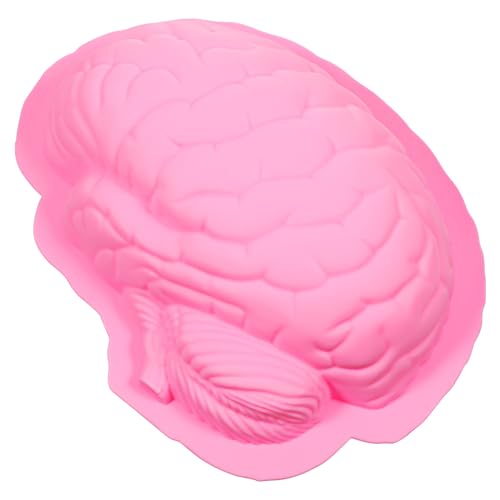 Angoily 1 Stück 3D Human Brian Backform Silikon Gehirn Creme Schaum DIY Halloween Überraschung Silikon Fondant Kuchen Form für Eiswürfel Puddings Schokolade von Angoily