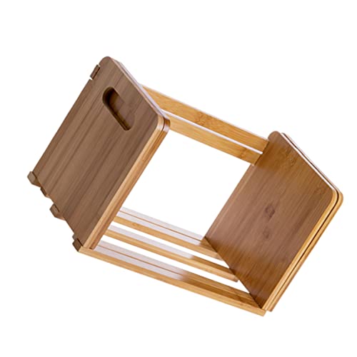 Angoily 1 Stück Bambus Bücherregal für Schreibtisch Verstellbarer Desktop Organizer für Bücher Platzsparend und Praktisch für Büro Zuhause Bibliothek und Klassenzimmer von Angoily