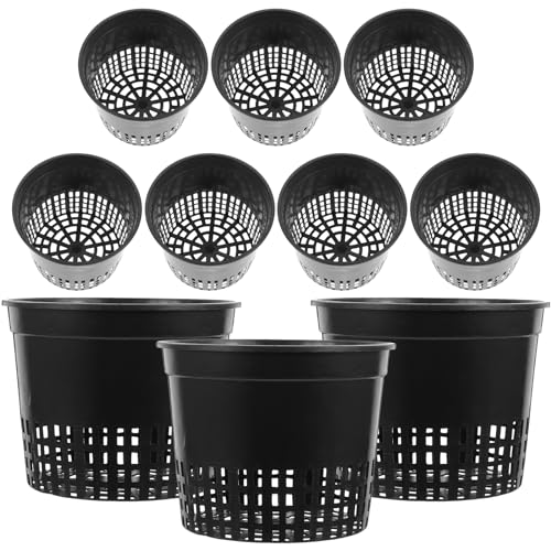 Angoily 10 Stück Netztöpfe Hydroponik 13x13x12cm Wasserkultur Pflanzkorb Net Pot Kunststoff Hydrokultur Töpfe Garten Anlage Mesh Netz Pflanztopf Wachsen Cup Pflanzen Eimer Korb Schwarz von Angoily