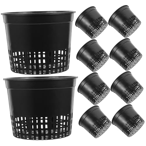 Angoily 10 Stück Netztöpfe Hydroponik 13x13x12cm Wasserkultur Pflanzkorb Net Pot Kunststoff Hydrokultur Töpfe Garten Anlage Mesh Netz Pflanztopf Wachsen Cup Pflanzen Eimer Korb Schwarz von Angoily