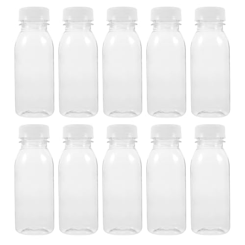 Angoily 10 Stück 200 ml leere Milchflaschen aus Kunststoff mit Deckel für Saft und Getränke, transparent, Aufbewahrungsbehälter Angoily 10 Stück 200 ml leere Milchflaschen aus Kunststoff mit Deckel für Saft und Getränke, transparent, Aufbewahrungsbehälter von Angoily