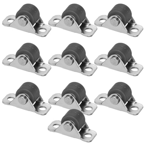 Angoily 10 Stück Feste Geräuscharme Möbelrollen aus Gummi Niedrige Bauhöhe Rutschfest Kratzschonend für Fliesen und Holzböden Versteckte Schranklaufrollen für Stabile Möbelmobilität von Angoily