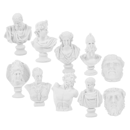 Angoily 10 Stück Gipsbildmodell Desktop-Statue Figur Statuen aus Gips Statuette Apollo-Statue kreative Haushaltsdekoration Palette Home Office Decor Kopfbüstendekor Weiß von Angoily
