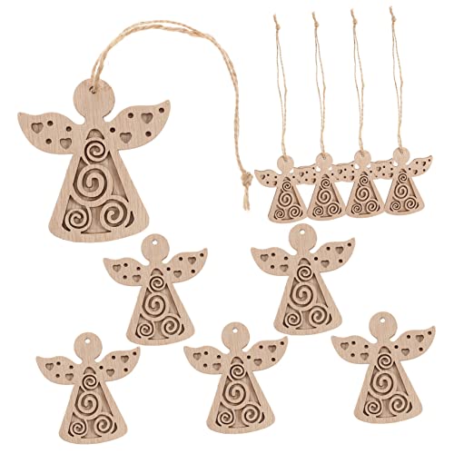 Angoily 10 Stück Holzornament Rohlinge Weihnachtsdekor Unvollendete Hängedekoration Basteln Großpackung Farbe Weihnachtsbastelanhänger Christbaumschmuck Engel Ornamente von Angoily