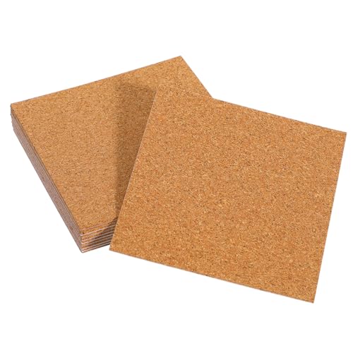 Angoily 10 Stück Korkuntersetzer Schlicht Strukturiert Selbstkorkend DIY Korkplatte Groß Selbstklebend Korkfliesen Dünne ESS/Tassen Korkplatte Dicke Korkrückseite Für von Angoily