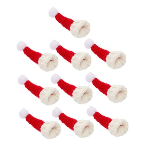Angoily 10 Stück Mini -puppenhut Hüte Weihnachtsmütze Schneemann-minimütze Schneemannmütze Selber Machen Fell Kleiner Hut Puppenhut- Weihnachten Mini Rot Garn von Angoily