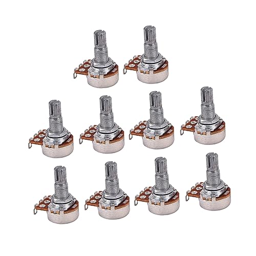 Angoily 10 Stück Teiliges Bk Bass Potentiometer Langes Rändelwellen Audio Taper Niedrige Reibung Geeignet für Bass und Gitarre Robustes Ersatzteil mit Grober Rändelwelle von Angoily