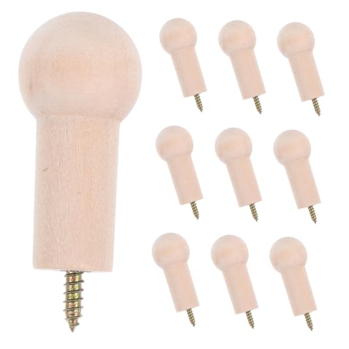 Angoily 10 Stück Teiliges Holz Wandhaken Rund ohne Lack mit Schrauben Garderobenhaken zur Kleider Handtuchaufhängung Schützende Form für Kleidung Sauber und Schadstofffrei für Bad und von Angoily