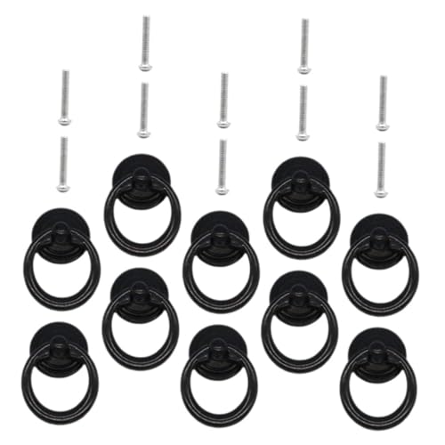 Angoily 10 Stück Teiliges Runde Schwarze Küchenschrankgriffe aus Metall Einfache Montage Langlebige Runde Möbelknöpfe für Vintage Stil Lochabstand Passend für Schranktüren von Angoily