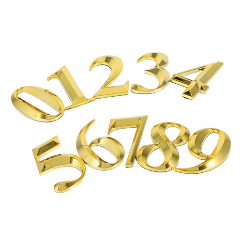 Angoily 10 Stück Teiliges Selbstklebende Hausnummern Goldplattierte Kunststoff Zahlen Aufkleber für Tür Briefkasten Wohnung Büro Dekoration Langlebig und Sichtbar von Angoily