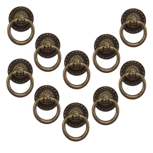Angoily 10 Stück Teiliges Vintage Kupfer Schubladengriffe mit Einzelloch Ergonomische Retro Ringgriffe für Kommode Schrank Küchenschrank Einfache Montage Stilvolle Möbelbeschläge von Angoily