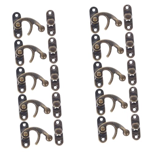 Angoily 10 Stück Vintage Metallverschluss Hasp mit Schwenkarm Rechteckiger Haken für Schmuckkästchen Werkzeugkisten Koffer und Möbel Einsetzbar Langlebige Antik-optik von Angoily