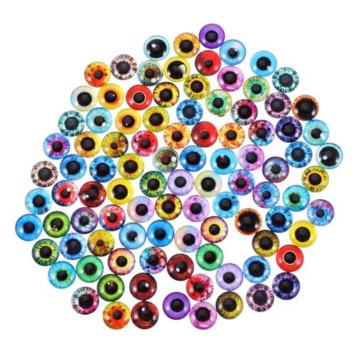 Angoily 100 Stück Glasaugen Patches Runde Augenmuster Für DIY Puppen Basteln Schmuck Dekorationsset Aus Hochwertigem Glas Sicher Und Langlebig von Angoily