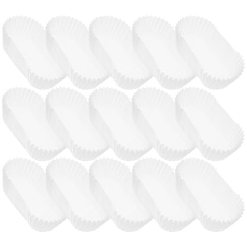 Angoily 1000 Stück Brotbackförmchen, ovale Kuchenpapierform, Brotbackförmchen: regulär - gerippte elliptische Papier-Backförmchen, perfekt für Muffins, Cupcakes oder Mini-Snacks (weiß) von Angoily