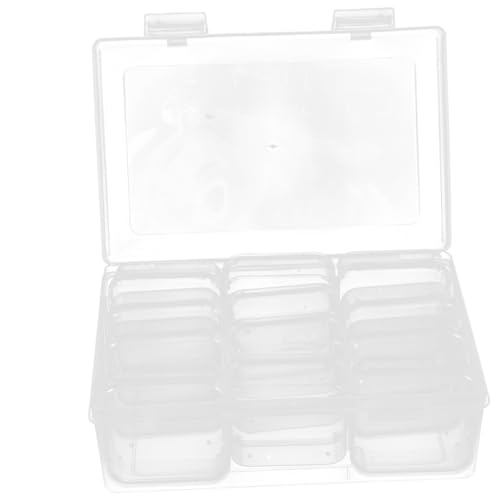 Angoily 12 Stück staubdichte Aufbewahrungsbox Mini-Behälter für Perlen Strassspeicher Strass-Behälter Juwelierperlenorganisator Strass-Organizer Perlensortierer Abs Transparent von Angoily