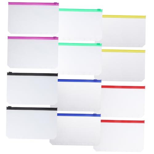 Angoily 12Stücke Reißverschlusstaschen Bunte Nachfüllbeutel mit Design für Ordner Ring System Stabil und Wasserfest für Dokumente und Geldaufbewahrung von Angoily