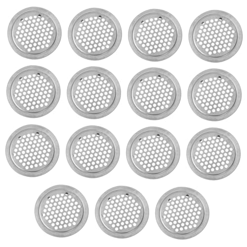 Angoily 15 Stück Teiliges Edelstahl Runde Lüftungsöffnung mit Doppelseitigem Belüftungsgitter Staub Geruchsresistent Einfache Montage für Möbel Schränke Schuhschränke und Wärmedämmung von Angoily
