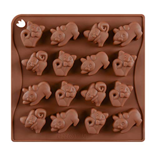Angoily 16 Hohlraum Silikon Schokoladenformen Pralinenformen Kekse Backform Katze geformt für Schokolade Bonbonbs Süßigkeiten DIY Handwerk von Angoily