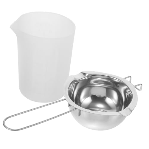 Angoily 1Satz Metall Kerzenwachs Schmelztiegel DIY Wachstopf Mit Messbecher Silikonbecher Selbstgemachte Langlebige Für Projekte von Angoily