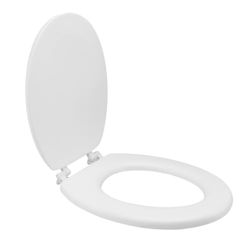 Angoily Toilettensitz Toilettendeckel Schaumstoff Weiß mit Dämpfungsdesign Weicher Sitzbezug Offene Vorderseite Abdeckung Haushaltsbedarf Universell für Badezimmer von Angoily