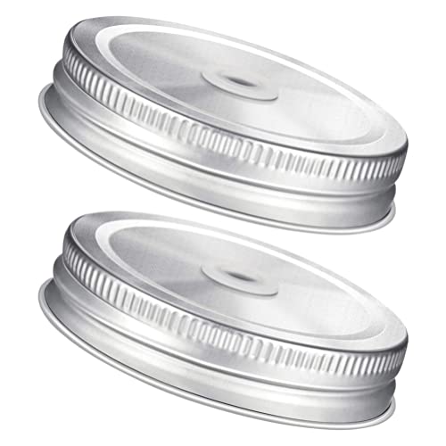 Angoily 2 Stück Mason Jar Deckel mit 86mm Strohloch Schraub Deckel Metall Auslaufsichere Ersatzdeckel für Gläser und Glasflaschen Milchflaschen und Saftflaschen Angoily 2 Stück Mason Jar Deckel mit 86mm Strohloch Schraub Deckel Metall Auslaufsichere Ersatzdeckel für Gläser und Glasflaschen Milchflaschen und Saftflaschen von Angoily