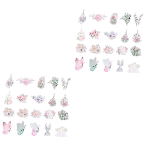 Angoily 2 Sätze Diy Scrapbook Sticker Dekorative Aufkleber Für Fotoalben Handbücher Und Bastelprojekte Zufällige Designs Im Gartenstil Für Diy Projekte Und Besondere Anlässe 60 Stück * 2 von Angoily