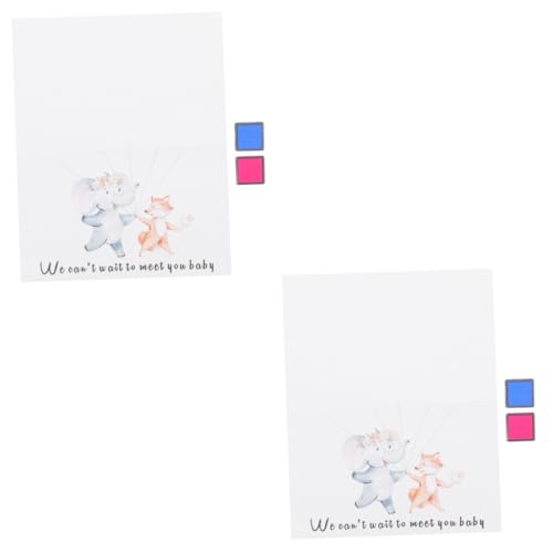 Angoily 2 Sätze Gender Reveal Fingerabdruck Gästebuch Dekorative Fingerprint Tree für Babyparty Geschlechtsverkündung Interaktive Gästebuch Poster Stempelkissen von Angoily