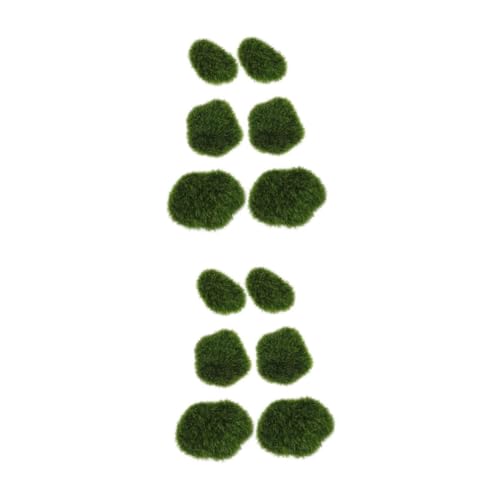 Angoily 2 Sätze Teiliges Künstliche Moossteine Für Miniaturlandschaften Grüne Dekorationssteine Für Terrarien Bonsai Und Pflanzgefäße Realistische Imitation Für DIY 6 Stücke * 2 von Angoily