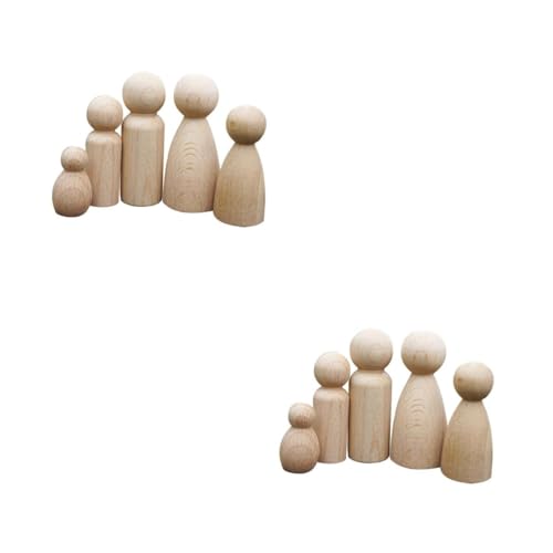 Angoily 2 Sätze Teiliges Unbemalter Holzpuppen Diy Bastelpuppen Holz Für Bemalbare Figuren Jungen Babyfigur Für Individuelles Gestalten Und Spielspaß 5 Stück * 2 von Angoily