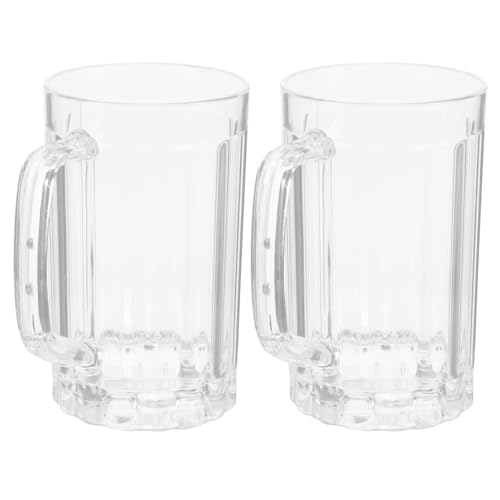 Angoily 2 Stück 500 ml transparente Bierkrug Becher Kunststoff Bier Trinkbecher Saft Becher Haushalt Wasserbecher Partybedarf von Angoily