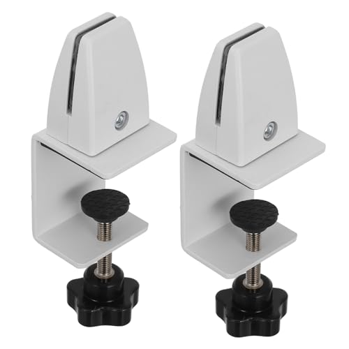 Angoily 2 Stück Aluminiumlegierung Tischtrennwand Clip Verschleißfest Rostfrei Verstellbar Lochfreie Stabiler Schreibtischteiler Halter Geeignet für Glasplatten Abnehmbar Einfache von Angoily