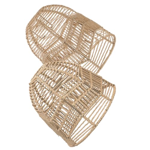Angoily 2 Stück Deckenlampe Lampenschirm aus Papierseil Chinesischer Stil Kreative Hängelampe mit Gewebtem Look Dekorativer Lampenschirm für Wohnzimmer Restaurant DIY Beleuchtung von Angoily