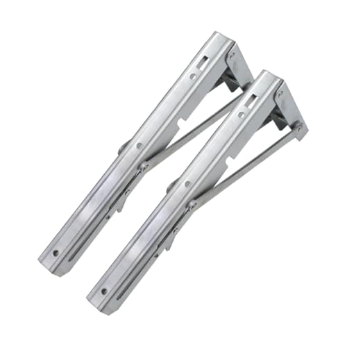 Angoily 2 Stück Edelstahl Dreieck Regalhalterung Klappbar Wandstütze Schwerlast Träger Silber für Bücherregal Tisch DIY Möbel von Angoily
