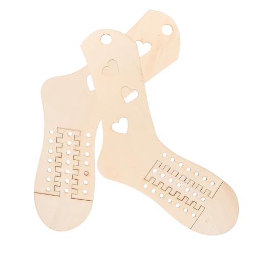 Angoily 2 Stück Holzsockenmodell Modelle mit gewebten Socken Häkeln Sie EIN quadratisches Blockierbrett Sockenstrickset DIY Sockenstrickwerkzeug die Gemeinde strickte Sockenblocker hölzern von Angoily