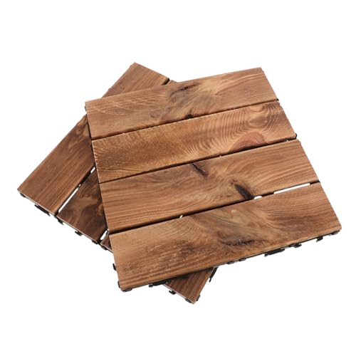 Angoily 2 Stück Interlocking Holzfliesen für Außenbereich und Wetterfest für Balkon Terrasse Poolbereich Lichtbraun von Angoily