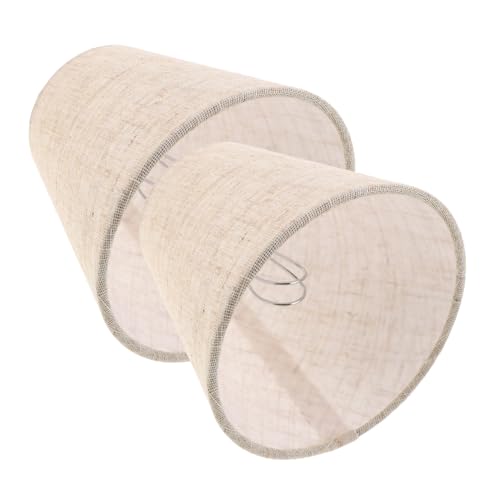 Angoily 2 Stück Kleine Leinen Lampenschirme Ersatz Lampenschirm für Kerzenleuchter Tischlampe Wandlampe Sanftes Licht Atmungsaktives Material Vintage Stil von Angoily