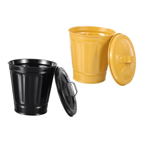 Angoily 2 Stück Kleiner Tischmülleimer mit Deckel Niedlicher Abfalleimer für Schlafzimmer Schreibtisch und Tisch Kreatives Design Große Kapazität zur Geruchsreduzierung Süßes Accessoire von Angoily