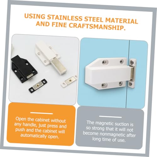 Angoily 2 Stück Magnetischer Touch Latch für Schrank und Heavy Duty Druckverschluss mit Automatischem Rückprall Starker Magnetverschluss für Küche Büro Einfache Montage von Angoily