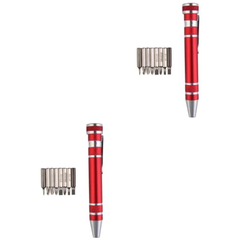 Angoily 2 Stück Multifunktionaler Mini Schraubendreher Pen Set aus Aluminiumlegierung Rutschfest mit Graviertem Muster Kompakt und Tragbar Präzisionswerkzeug für Handy Brille Laptop von Angoily