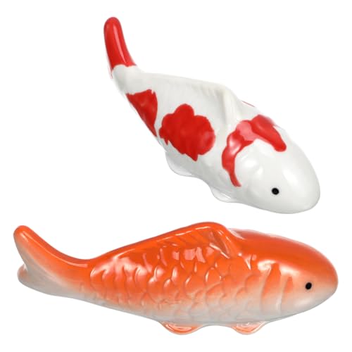 Angoily 2 Stück Schwimmende Deko Fische Teichdeko Schwimmende Teich Keramik-Koi-Fische Künstliche Für Feengarten Teichbrunnen von Angoily