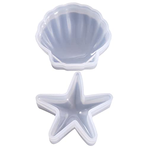 Angoily 2 Stück Silikonform DIY Meeresschmuck Gießen Seestern Formen Hitzebeständig Schwer Verformbar für Seife Kerzen Fudge Fondant Dekoration von Angoily