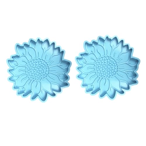 Angoily 2 Stück Sonnenblumen Untersetzer Silikonform Teilig Flexibel Langlebig für DIY Harz Gießen Epoxidharz Bastelbedarf Einfache Reinigung Kreative Geschenkidee von Angoily